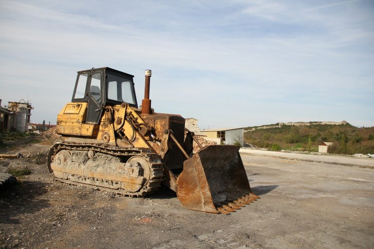 a bulldozer on a road